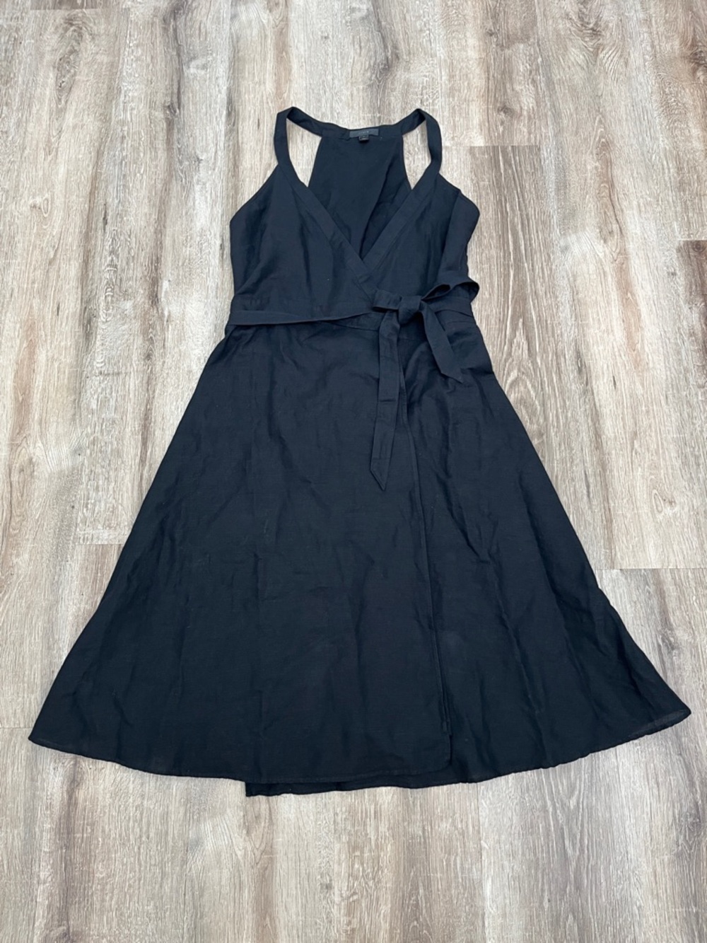 NWOT J. Crew Black Wrap Midi Dress with Waist Tie